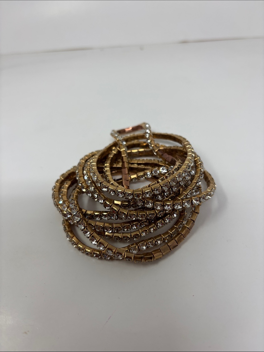 Gold Crystal Wrapped 10 Stretch Bracelet - Women's Fashion Jewelry